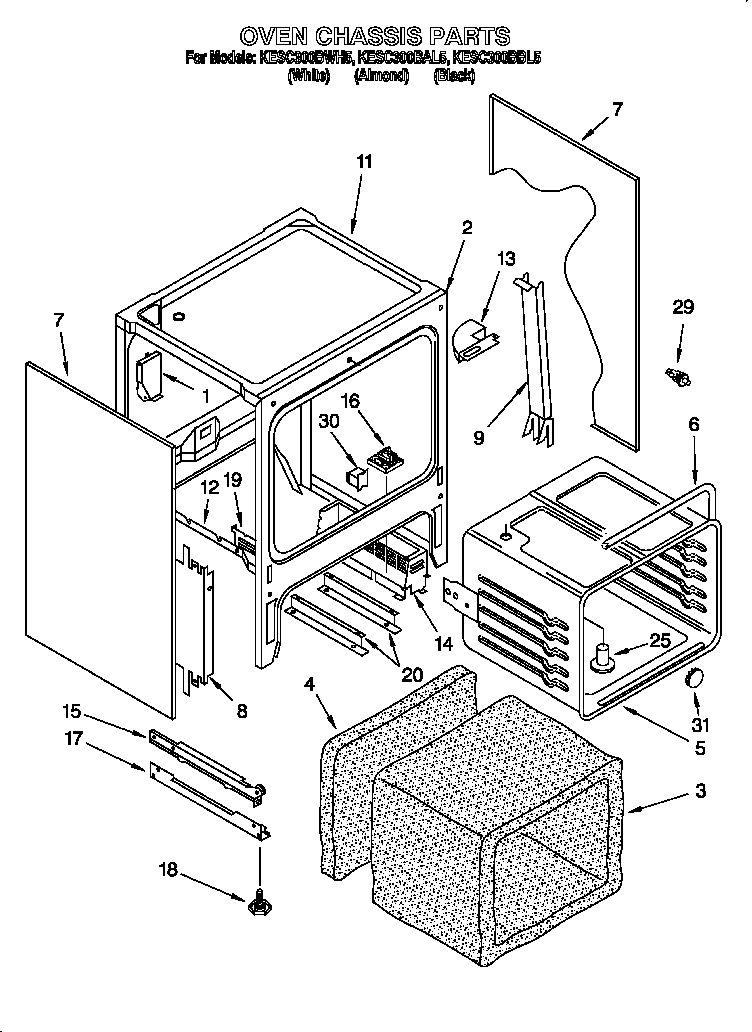 KitchenAid KESC300BAL5 oven chassis diagram