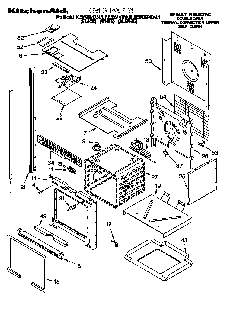 KitchenAid KEBS207DAL1 oven parts diagram