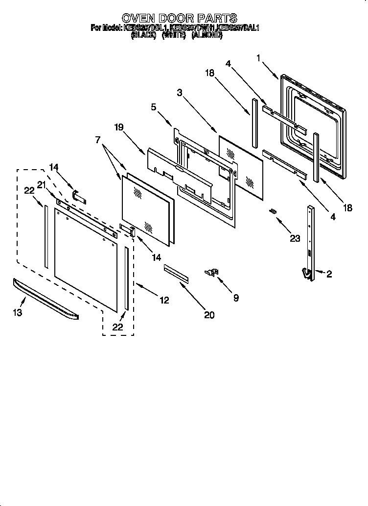 KitchenAid KEBS207DAL1 door diagram