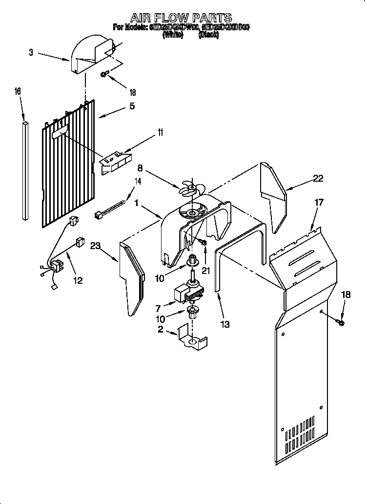 Whirlpool 6ED25DQXDB00 air flow diagram