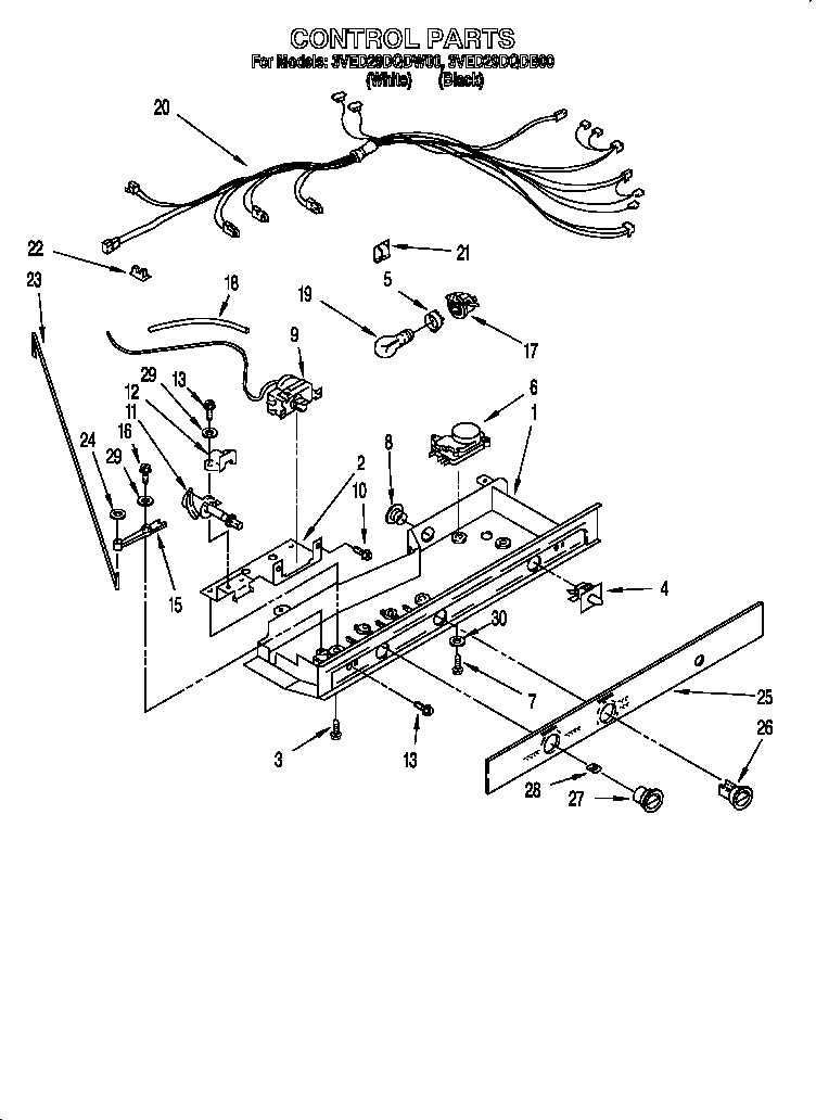 Whirlpool 3VED29DQDW00 controls diagram