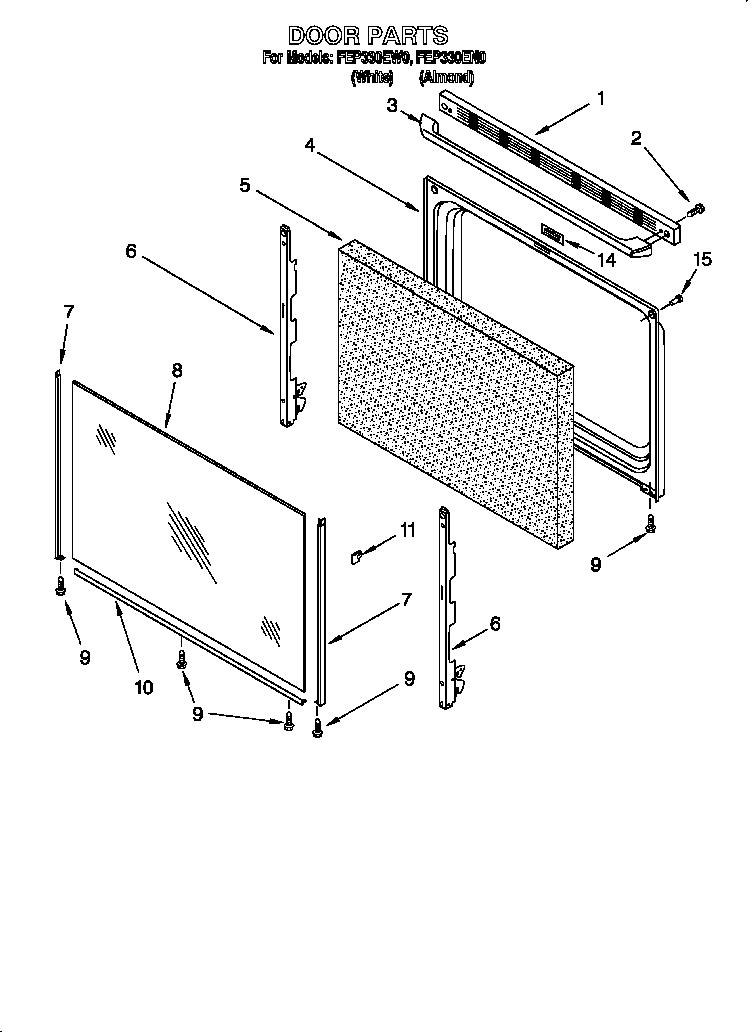 Roper FEP330EW0 door diagram