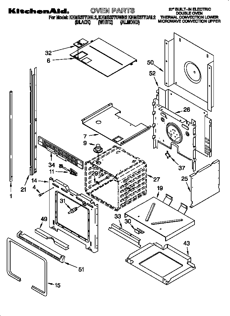 KitchenAid KEMS377DWH2 oven diagram