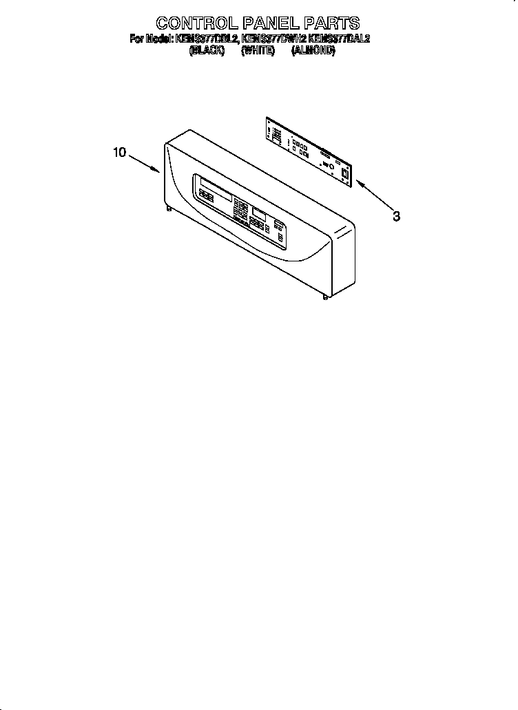 KitchenAid KEMS377DWH2 control panel diagram
