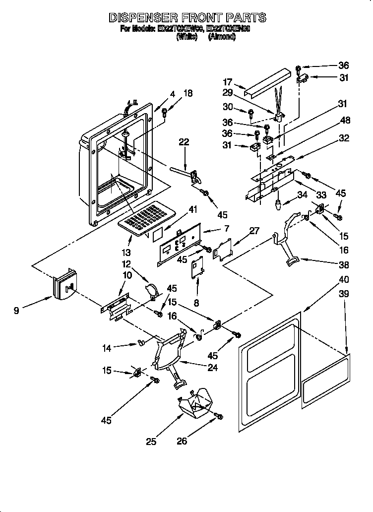 Whirlpool ED22TQXEN00 dispenser diagram