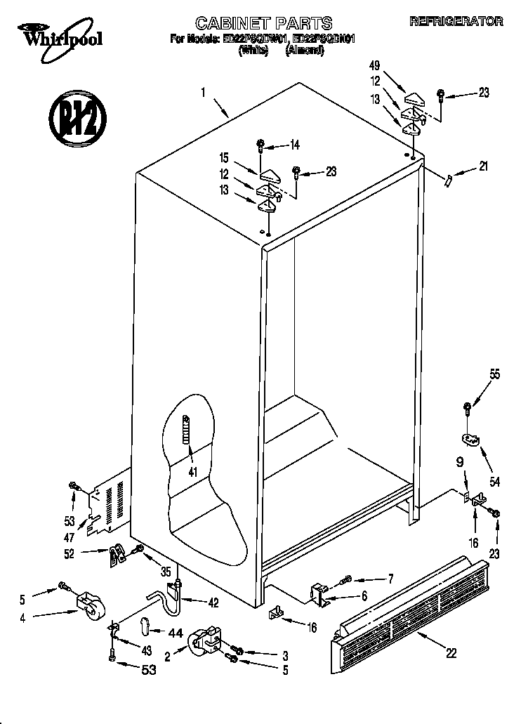 Whirlpool ED22PSQDW01 cabinet diagram