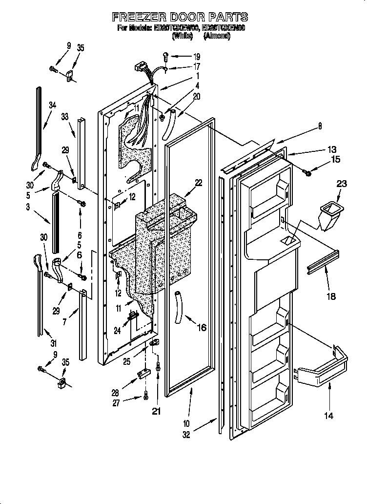 Whirlpool ED20TQXEW00 freezer door diagram