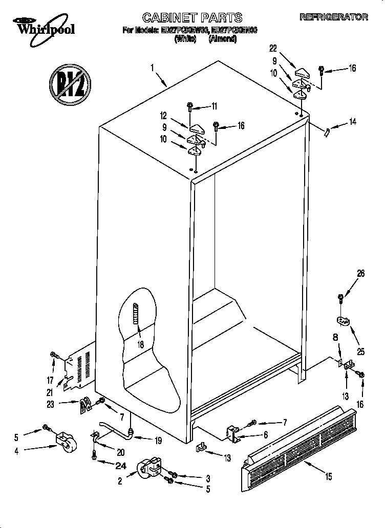 Whirlpool ED27PQXEN00 cabinet diagram
