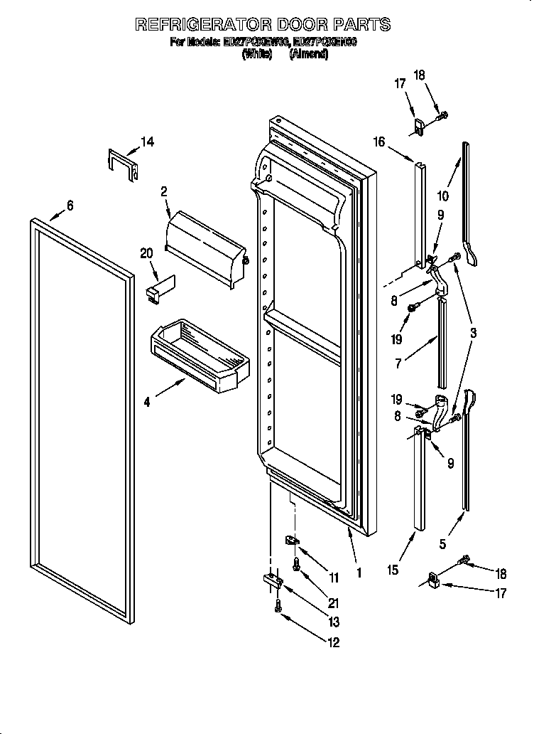 Whirlpool ED27PQXEN00 refrigerator door diagram