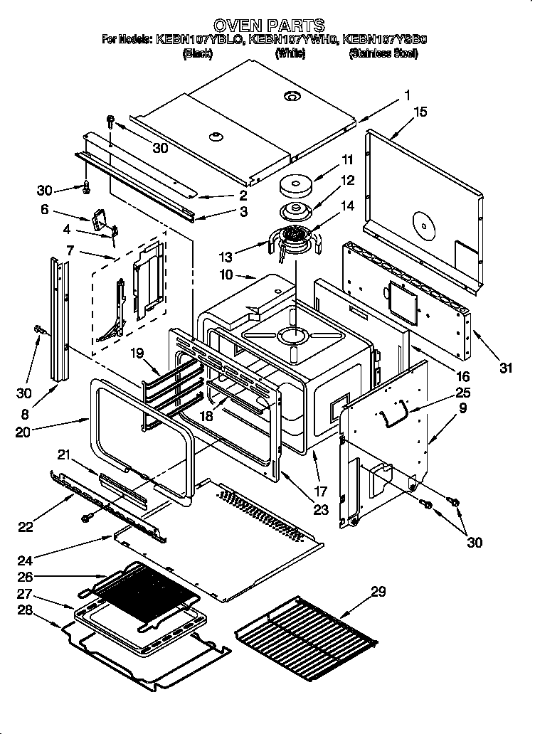 KitchenAid KEBN107YSB0 oven diagram