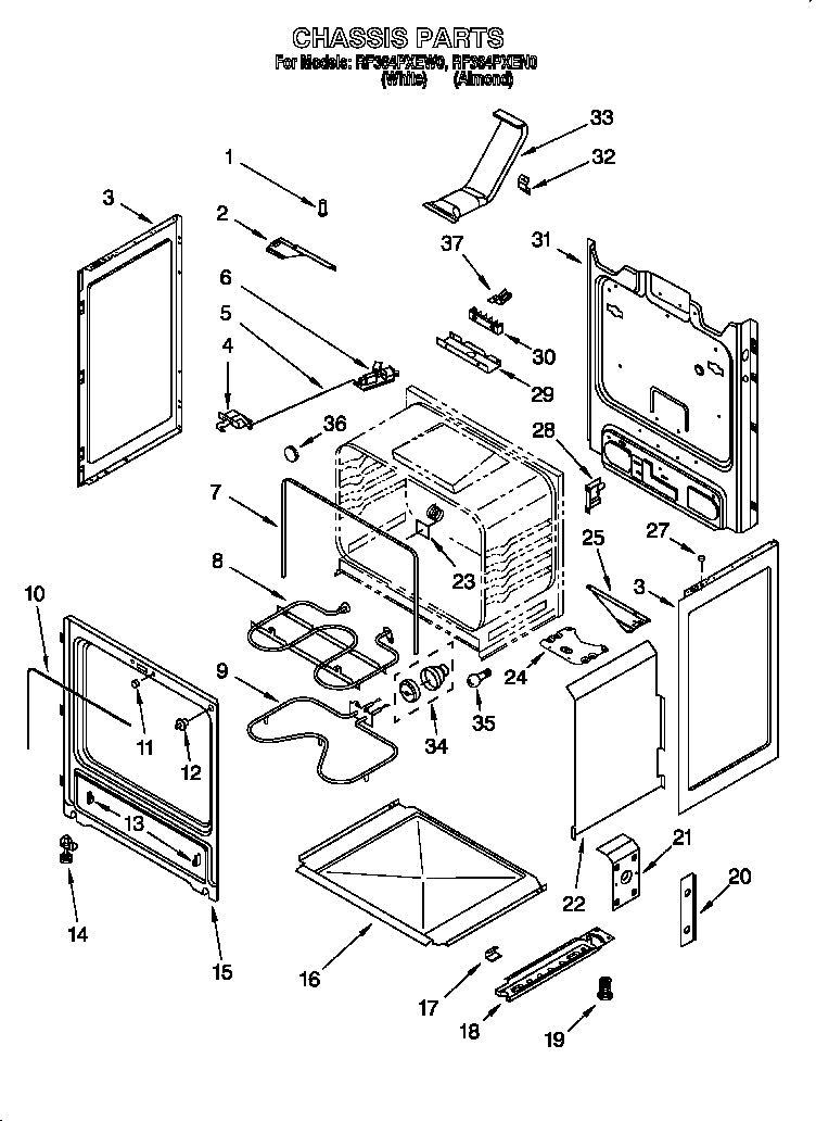 Whirlpool RF364PXEN0 chassis diagram