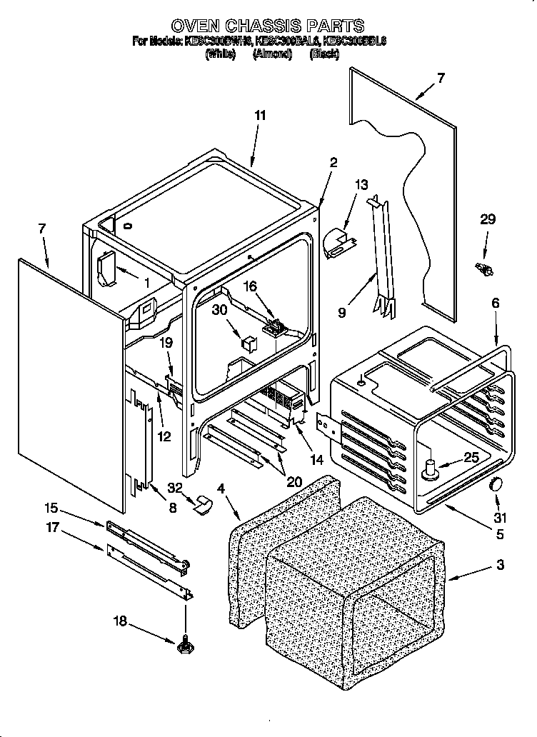 KitchenAid KESC300BAL6 oven chassis diagram