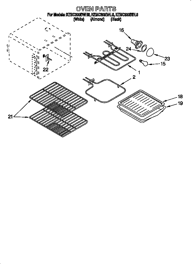 KitchenAid KESC300BAL6 oven diagram