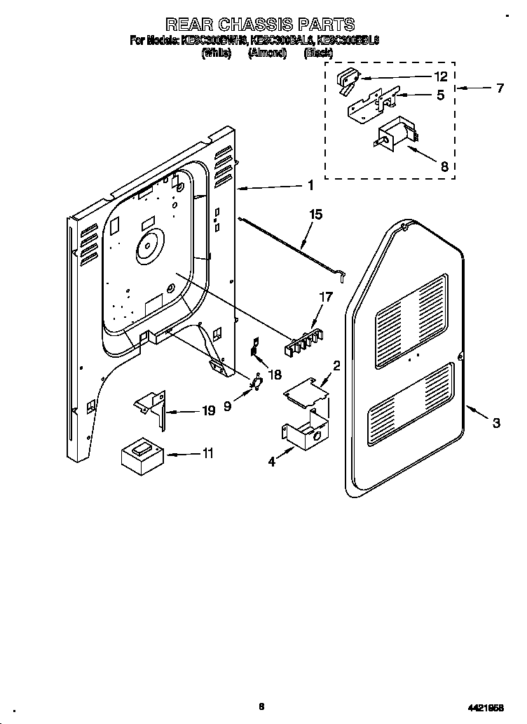 KitchenAid KESC300BAL6 rear chassis diagram