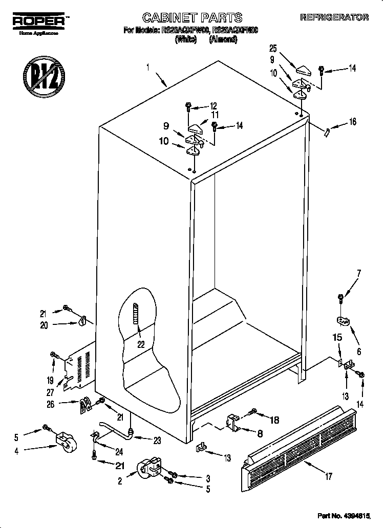 Roper RS20AQXFN00 cabinet diagram