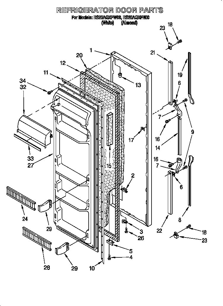 Roper RS20AQXFN00 refrigerator door diagram