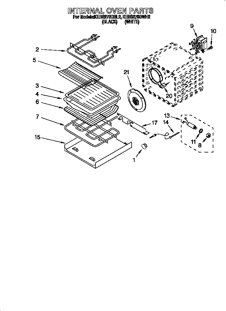 KitchenAid KEBS278DBL2 internal oven diagram