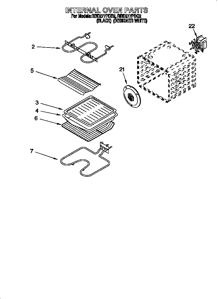 Whirlpool RBD277PDB2 internal oven diagram