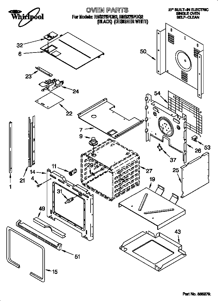 Whirlpool RBS275PDQ2 oven diagram