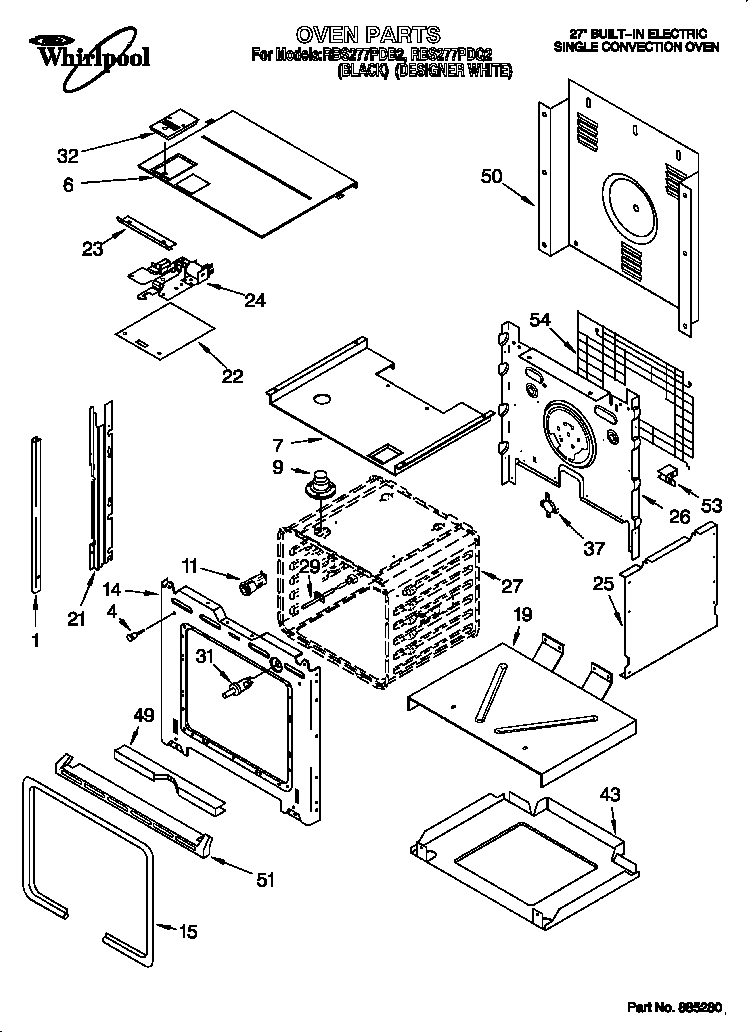 Whirlpool RBS277PDQ2 oven diagram