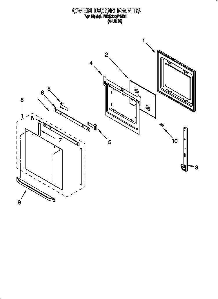 Whirlpool RBS270PDB1 oven door diagram