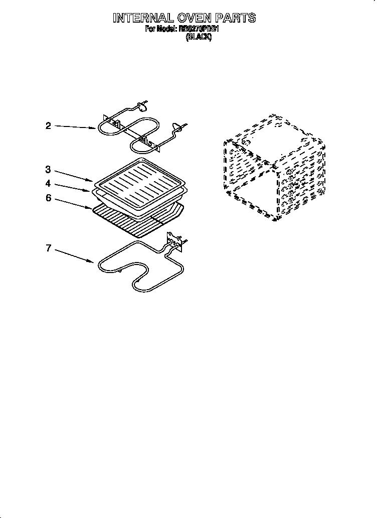 Whirlpool RBS270PDB1 internal oven diagram