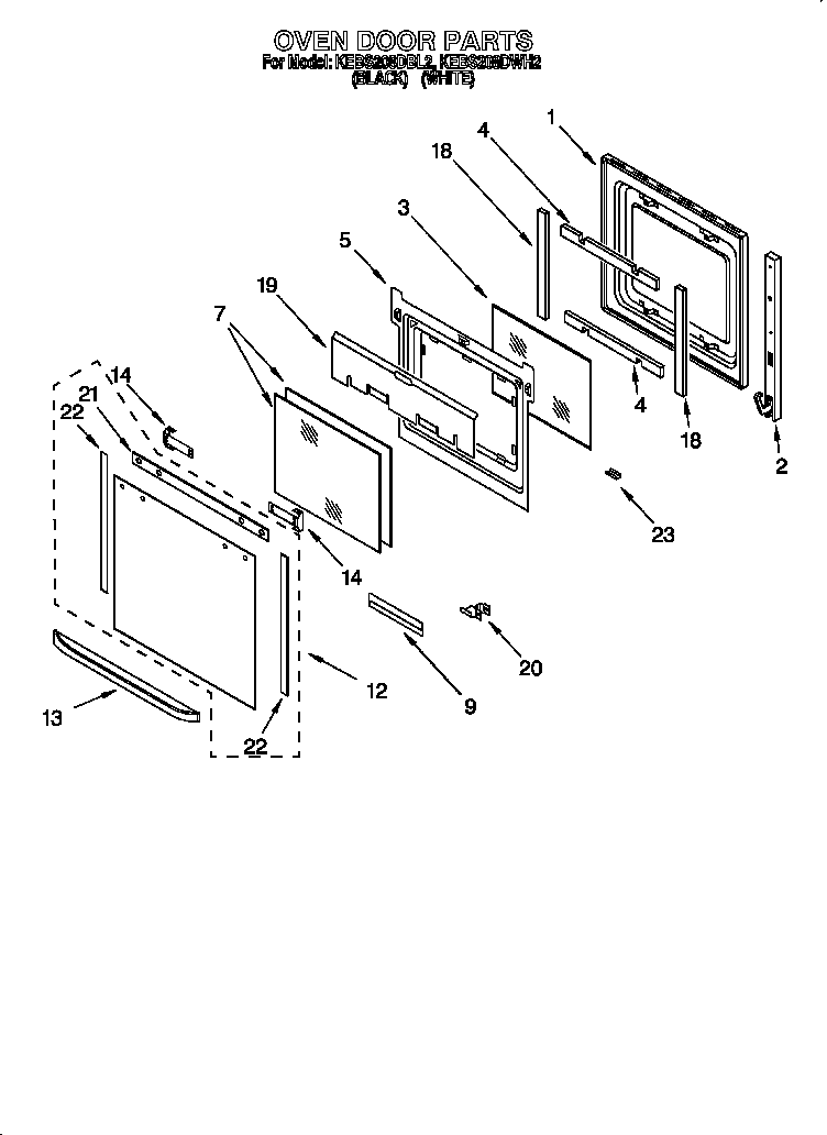 KitchenAid KEBS208DBL2 oven door diagram