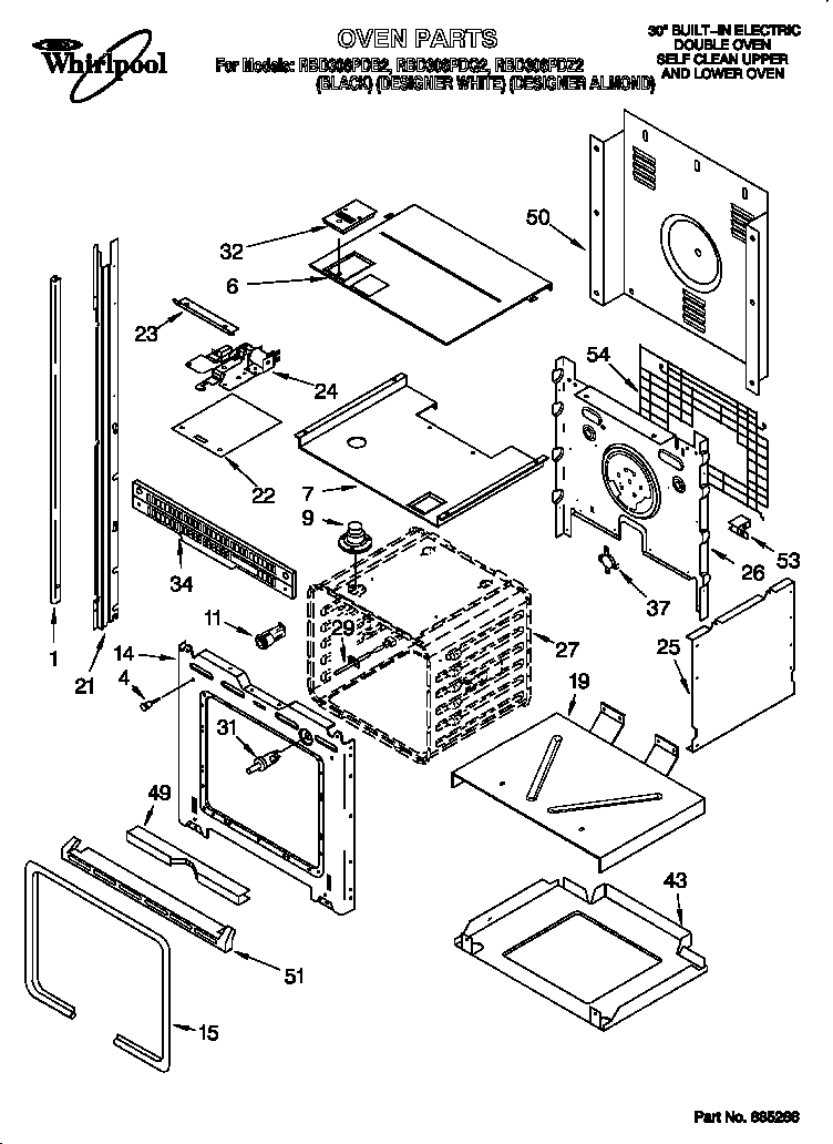 Whirlpool RBD306PDZ2 oven diagram