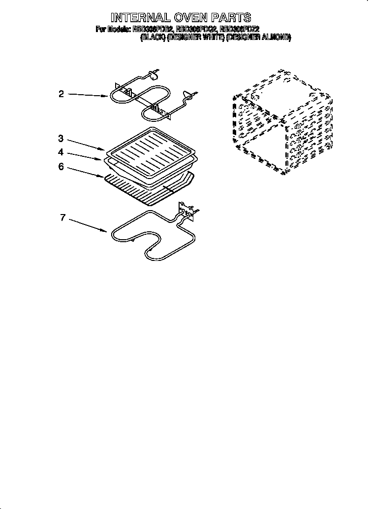 Whirlpool RBD306PDZ2 internal oven diagram