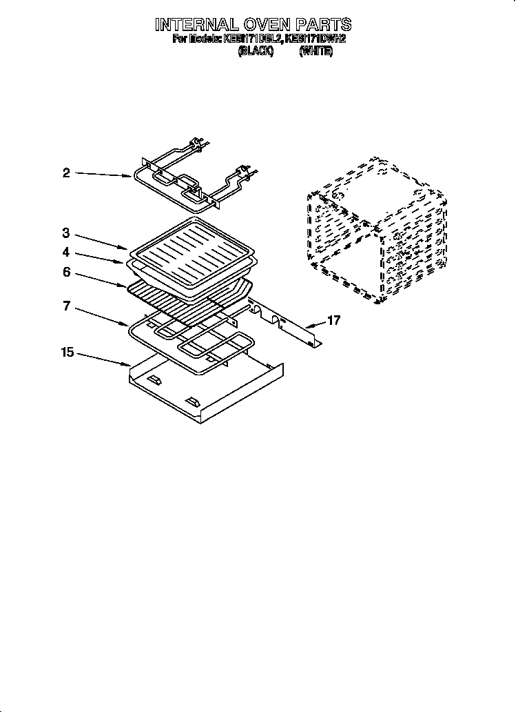 KitchenAid KEBI171DWH2 internal oven diagram