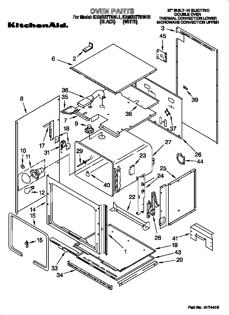 KitchenAid KEMS377BWH1 oven diagram