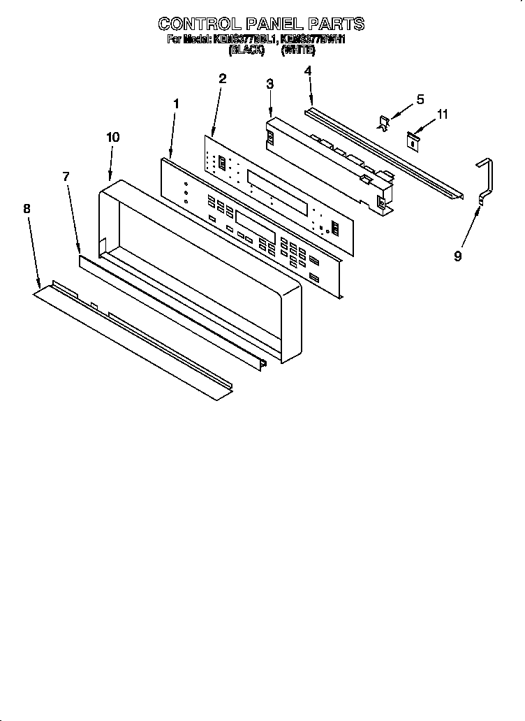 KitchenAid KEMS377BWH1 control panel diagram