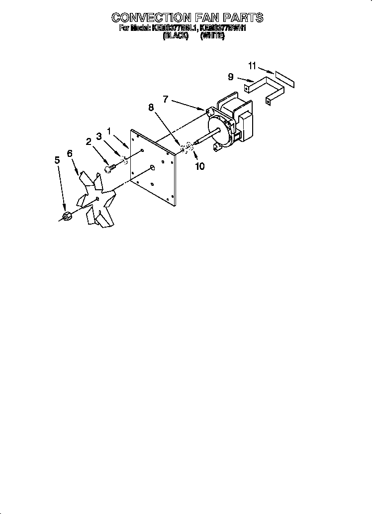 KitchenAid KEMS377BWH1 convection fan diagram