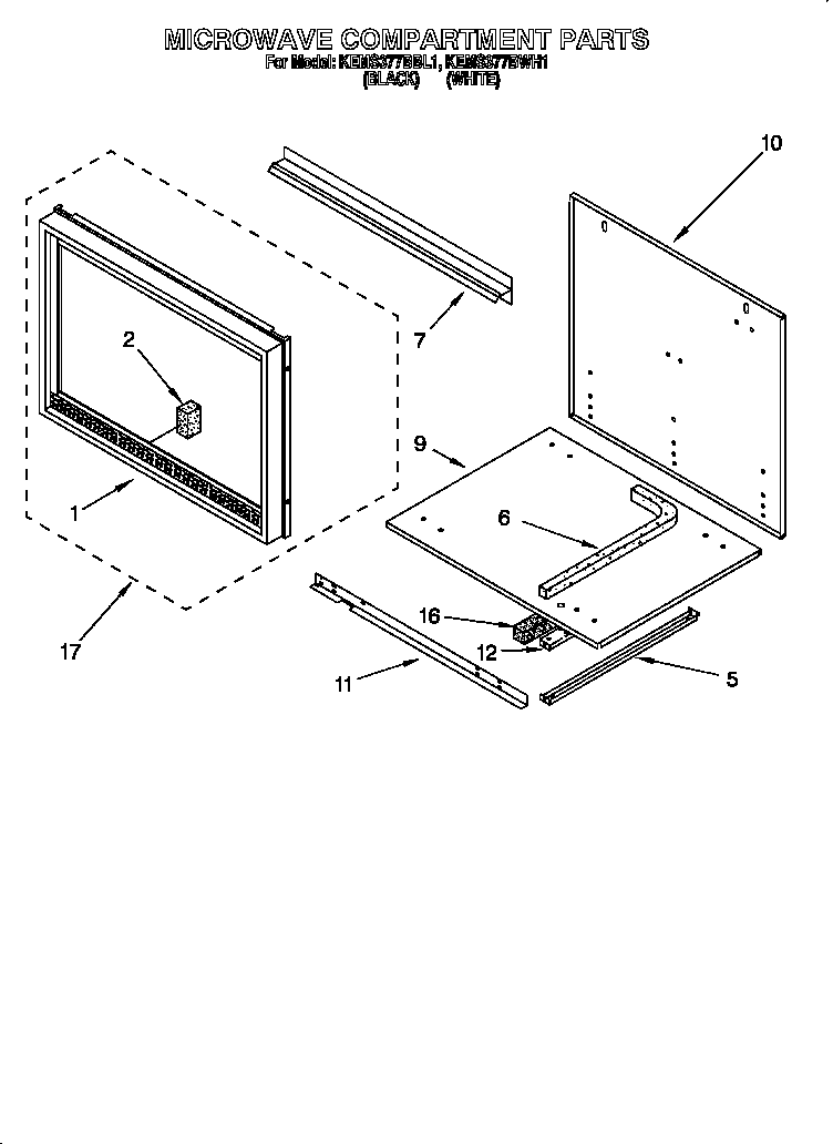 KitchenAid KEMS377BWH1 microwave compartment diagram