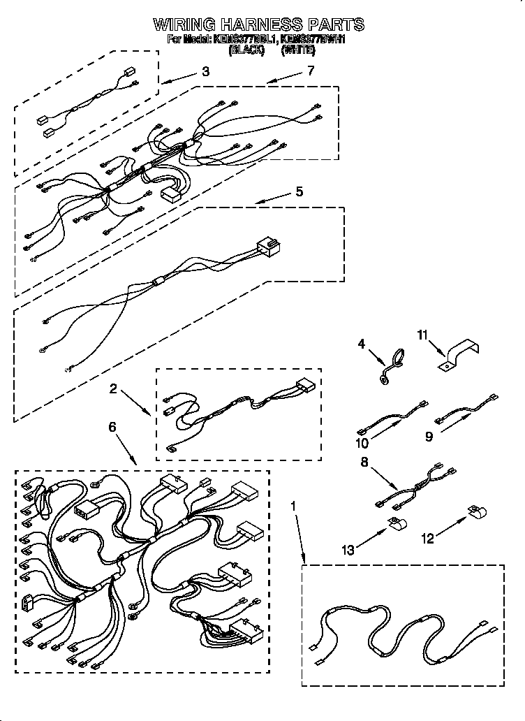 KitchenAid KEMS377BWH1 wiring harness diagram