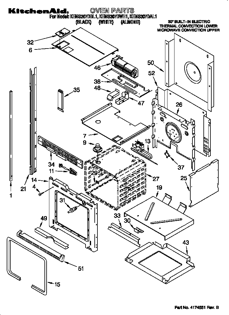 KitchenAid KEMS307DBL1 oven diagram