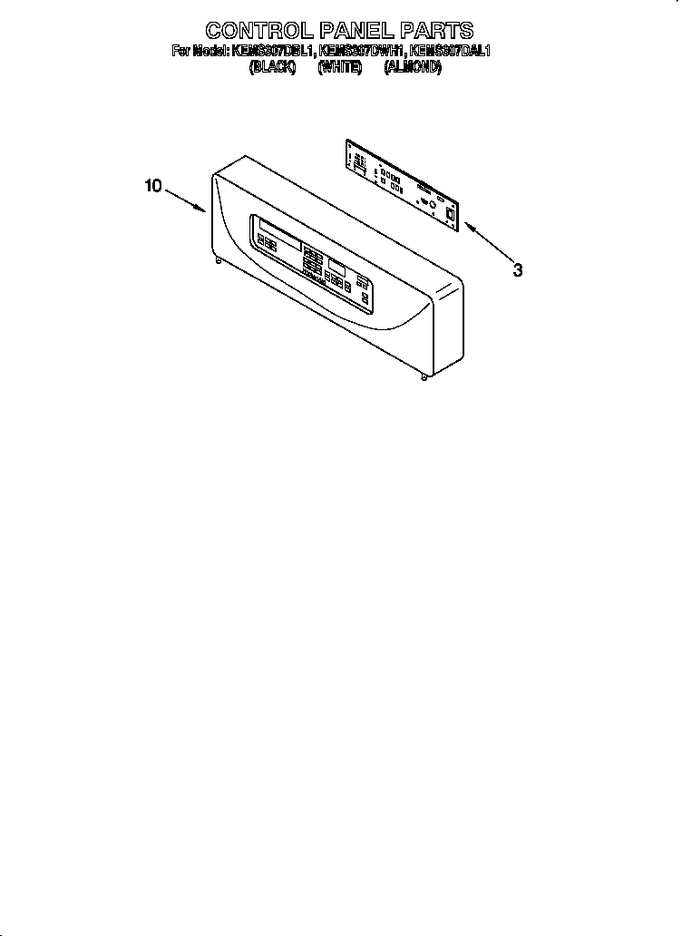 KitchenAid KEMS307DBL1 control panel diagram