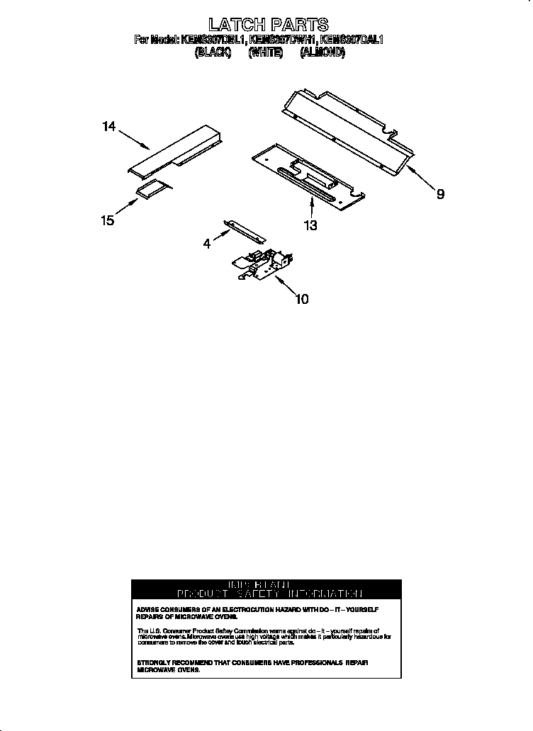 KitchenAid KEMS307DBL1 latch diagram