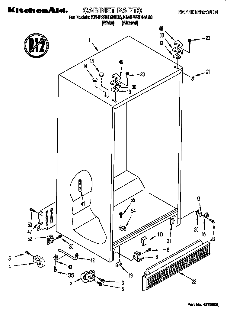 KitchenAid KSRP22KDAL00 cabinet diagram