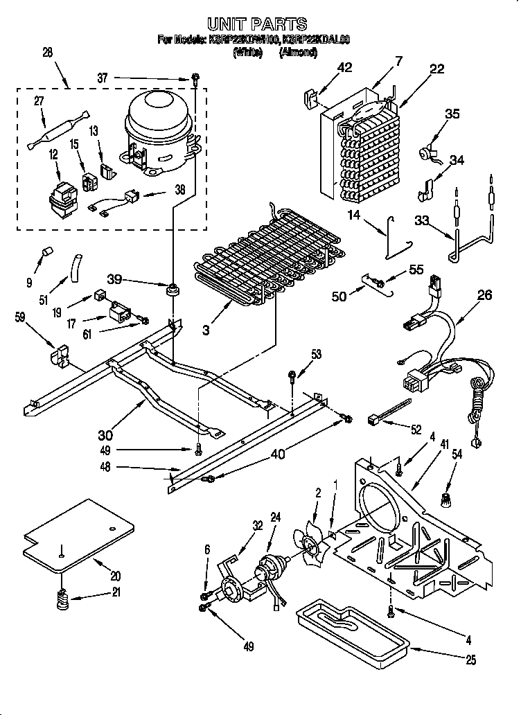 KitchenAid KSRP22KDAL00 unit diagram
