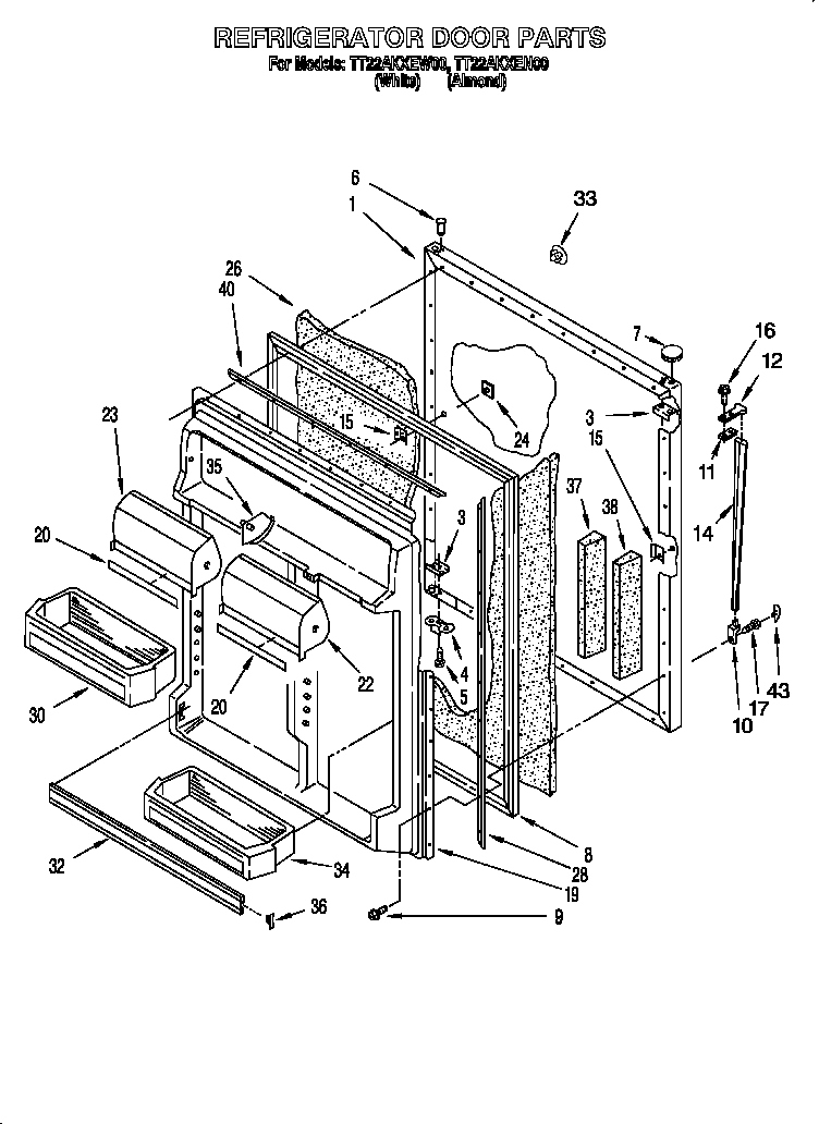 Whirlpool TT22AKXEN00 refrigerator door diagram