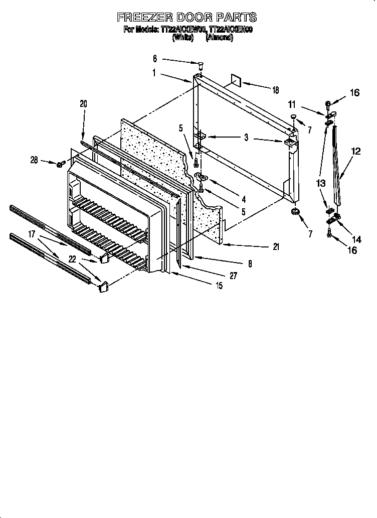 Whirlpool TT22AKXEN00 freezer door diagram