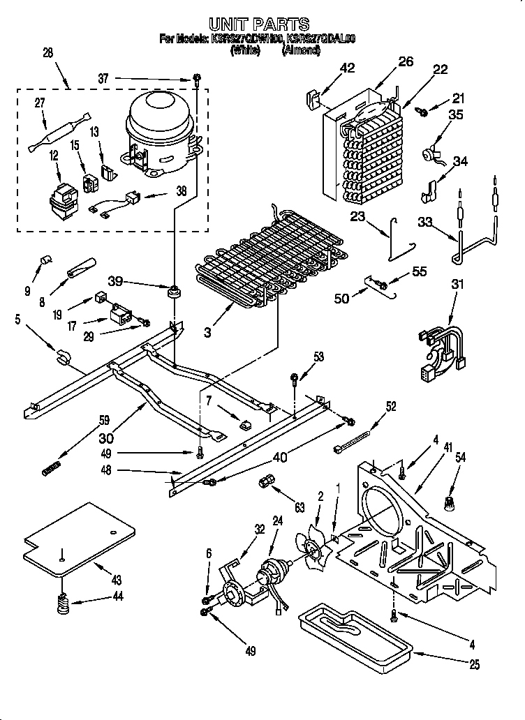 KitchenAid KSRS27QDWH00 unit diagram