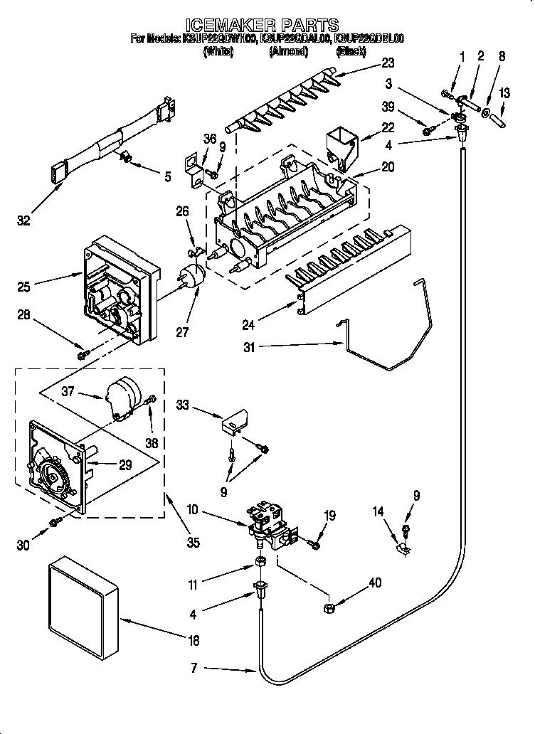 KitchenAid KSUP22QDAL00 icemaker diagram