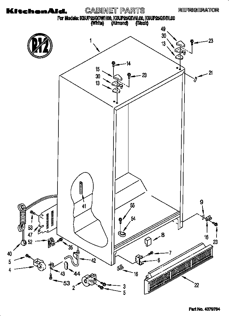 KitchenAid KSUP25QDBL00 cabinet diagram