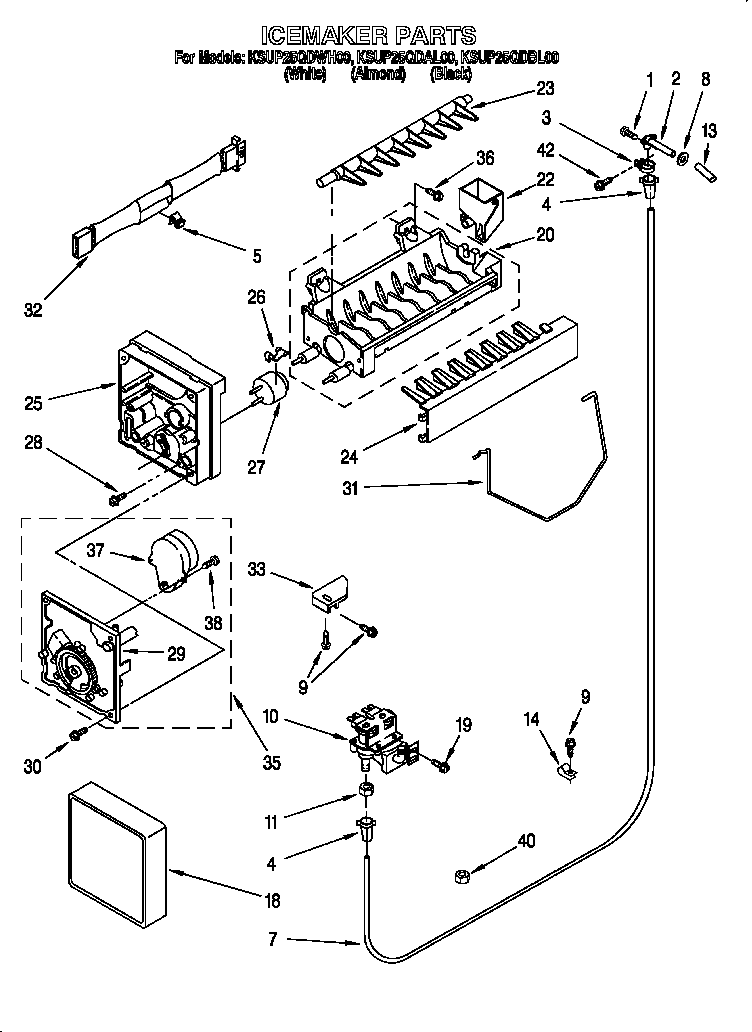 KitchenAid KSUP25QDBL00 icemaker diagram