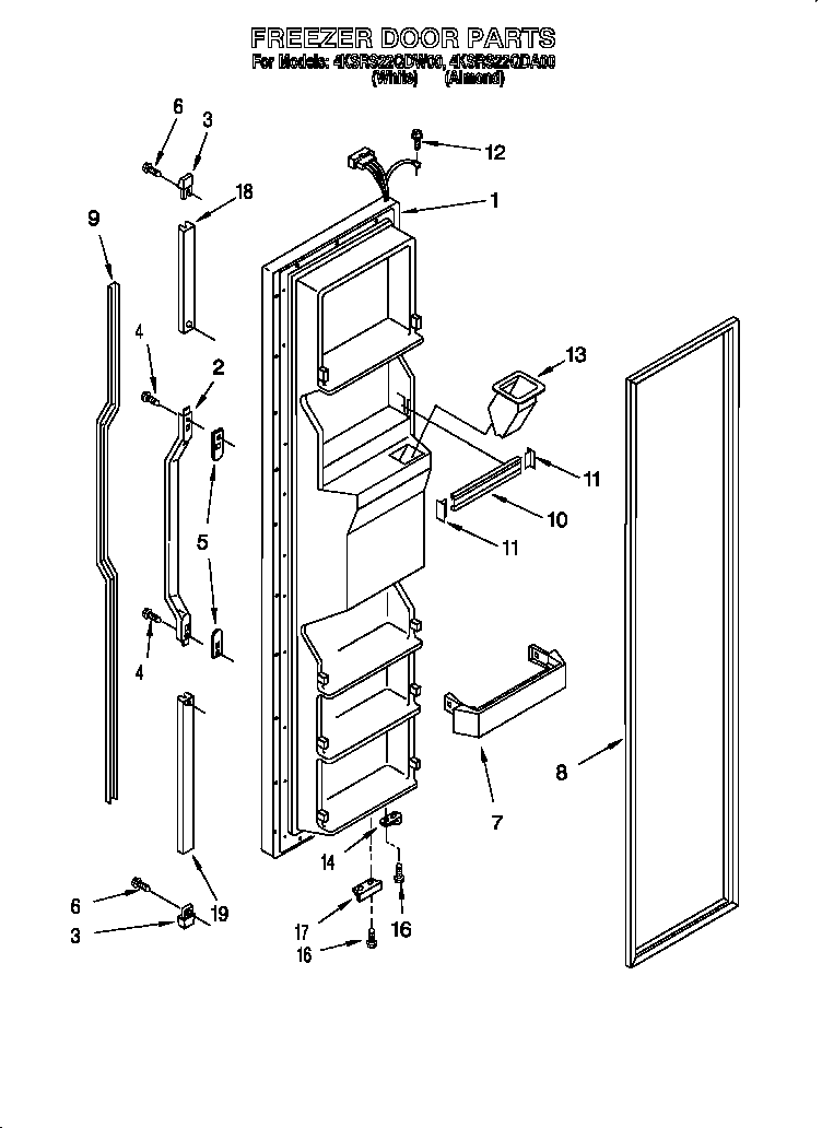 KitchenAid 4KSRS22QDW00 freezer door diagram