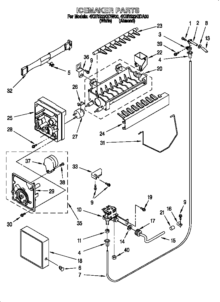 KitchenAid 4KSRS22QDW00 icemaker diagram