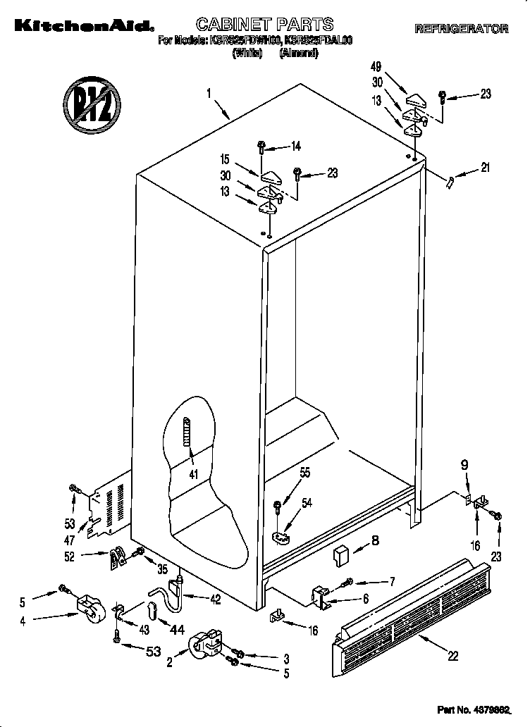 KitchenAid KSRS25FDWH00 cabinet diagram