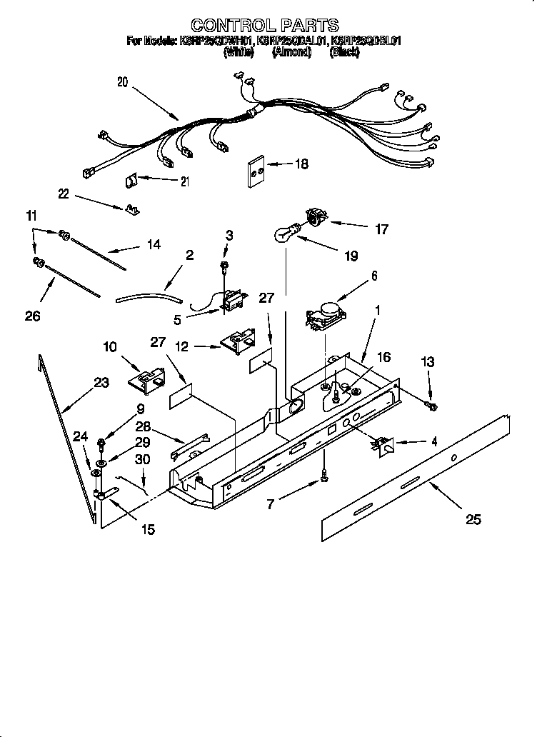 KitchenAid KSRP25QDWH01 control diagram
